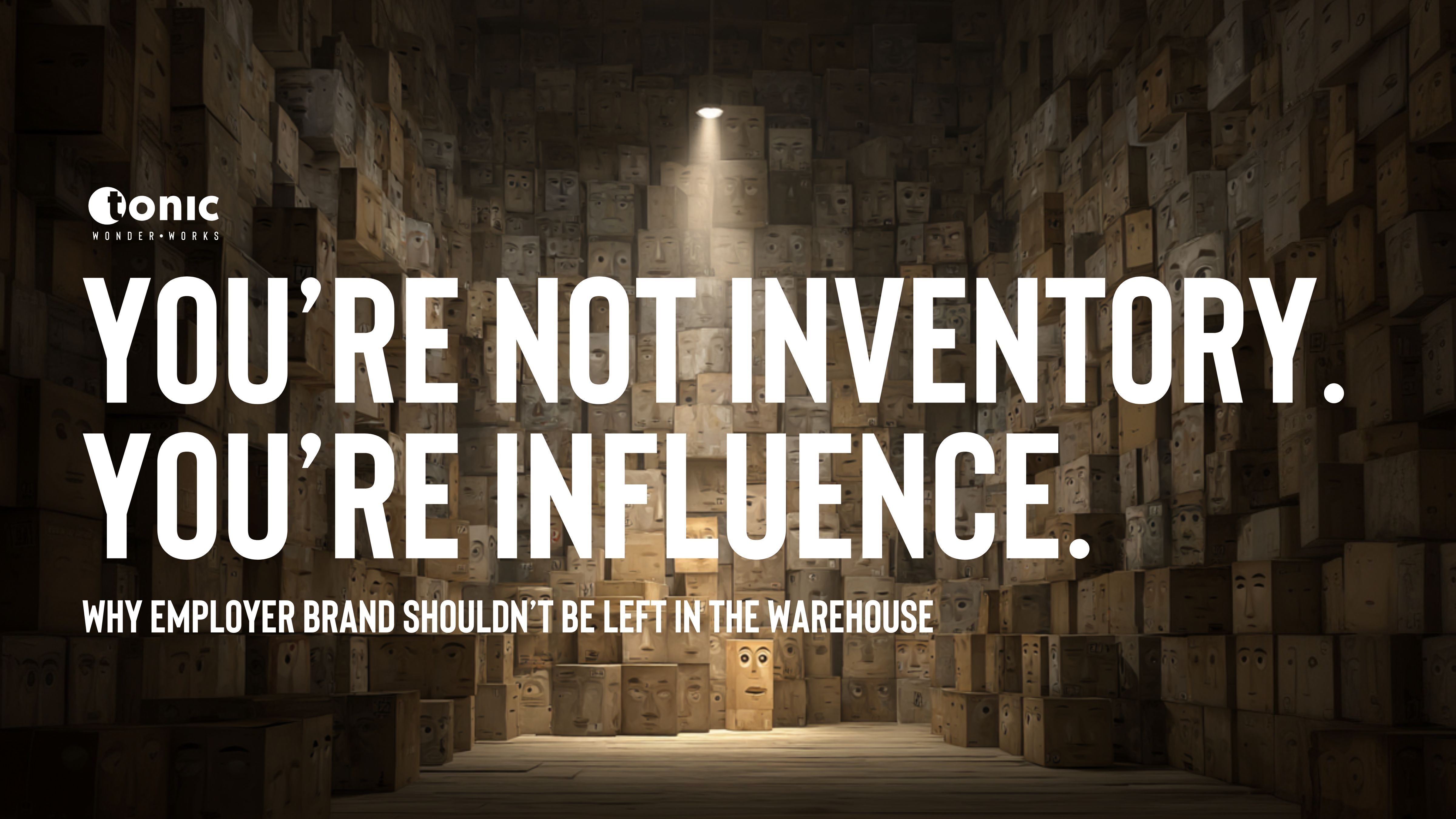A surreal warehouse of faces
